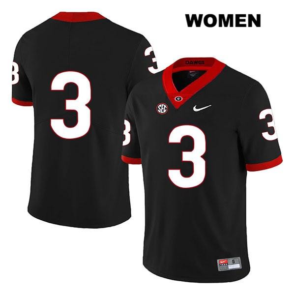 Georgia Bulldogs Women's Zamir White #3 NCAA No Name Legend Authentic Black Nike Stitched College Football Jersey PFF0756ZF